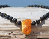 Raw Ombre Baltic Amber & Lava Necklace