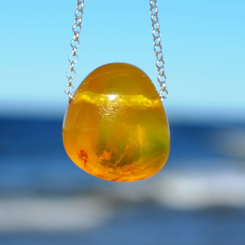 amber silver necklace Baltic amber drop with silver chain necklace gift idea for women