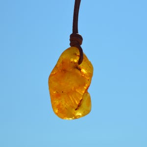 Large Baltic amber nugget pendant for men, raw amber stone amulet, roh bernstein kette man, gift for men or women