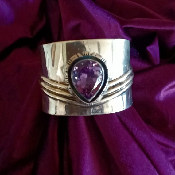 Silver and Purple Gem Cuff - image 1