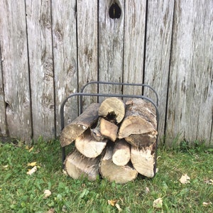 Min Wood Rack CUBE Mini Firewood Rack Iron Log Holder Forged Steel Fireplace Tools ...