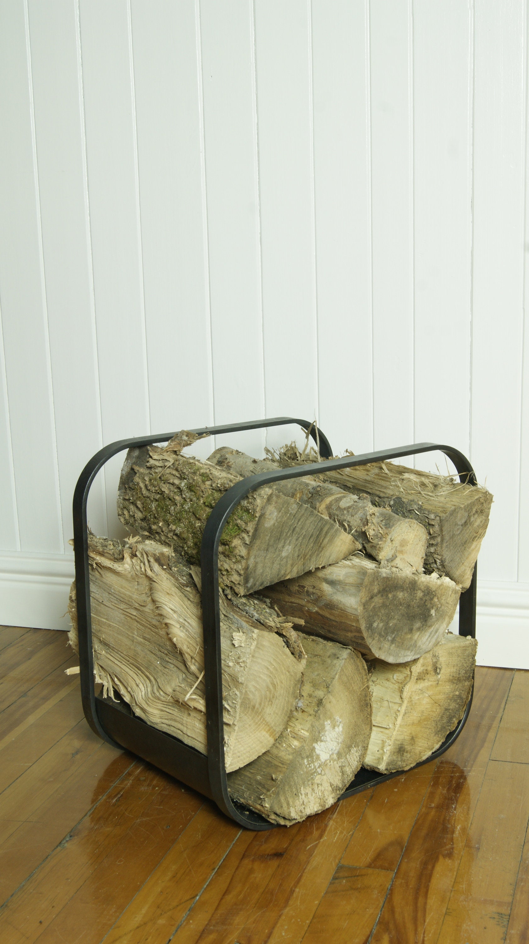 Min Wood Rack CUBE Mini Firewood Rack Iron Log Holder Forged Steel Fireplace Tools ...
