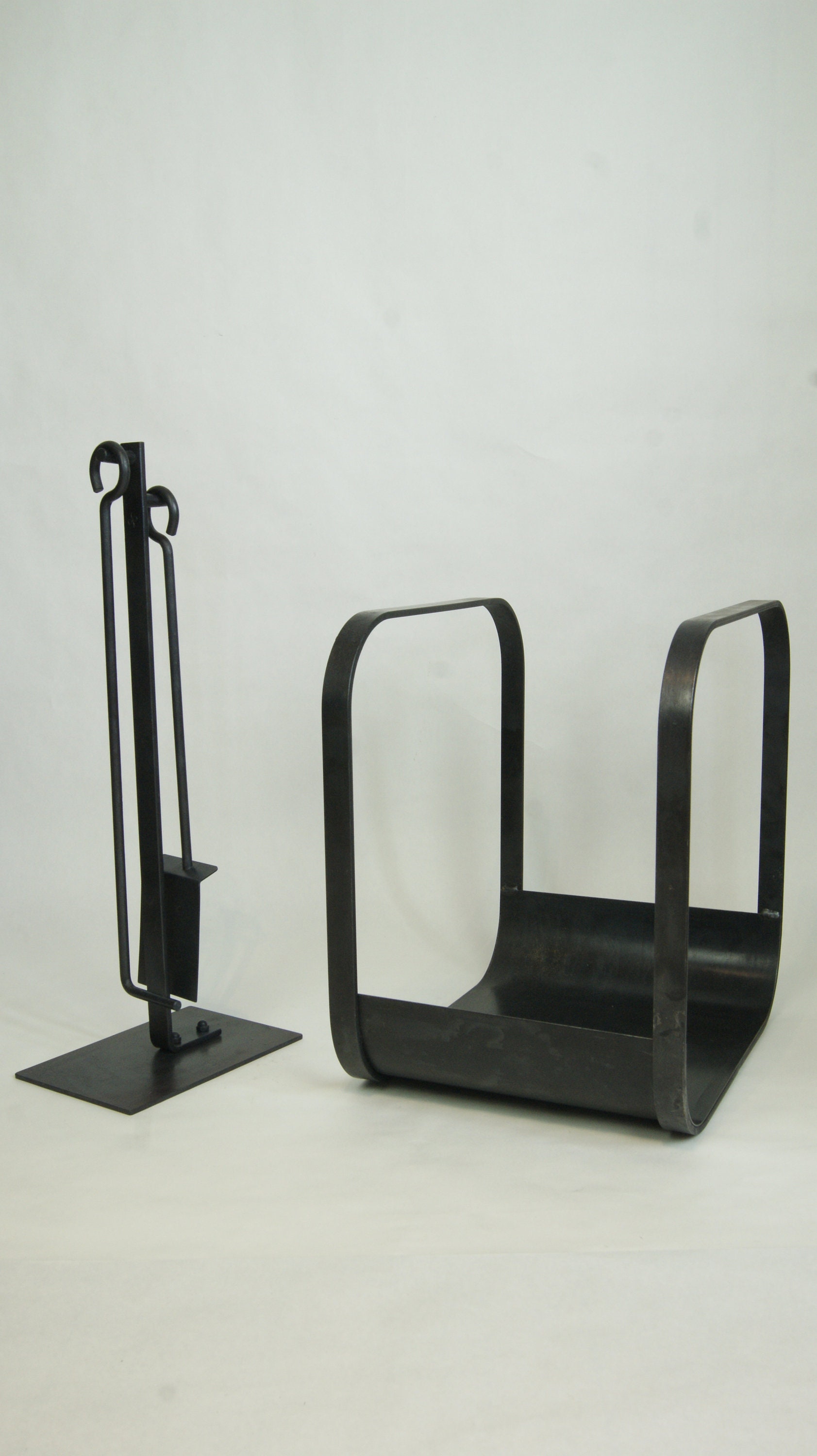 Min Wood Rack CUBE Mini Firewood Rack Iron Log Holder Forged Steel Fireplace Tools ...