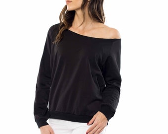 Women's Fleece Off Shoulder Pullover Sweatshirt