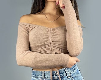 ruched shoulder top