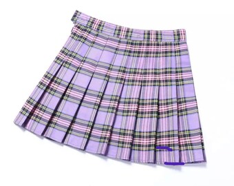 Pink purple plaid skirt sale