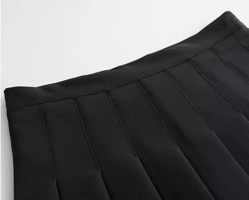 Black Tennis Pleated School Mini Skirt image 5