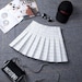 White Tweed Pleated School Mini Skirt Acrylic 