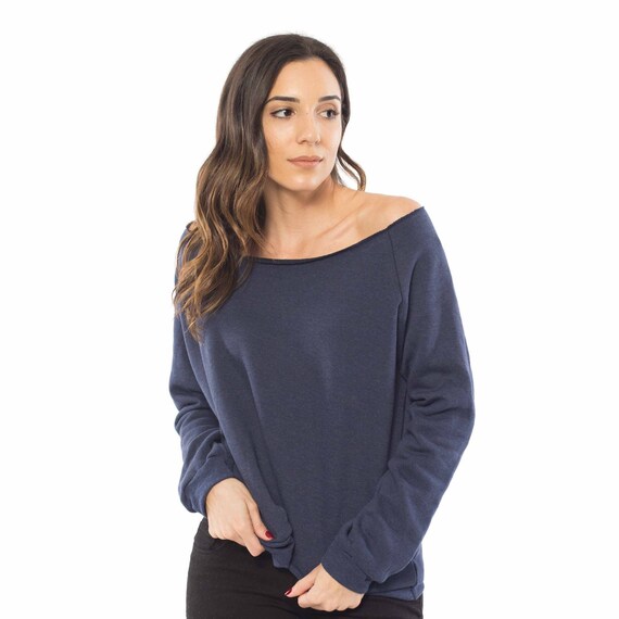 Women's Fleece off Shoulder Pullover Sweatshirt - Etsy