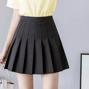 Black Tennis Pleated School Mini Skirt image 4
