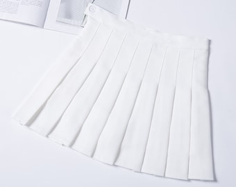 White Tennis Pleated School Mini Skirt