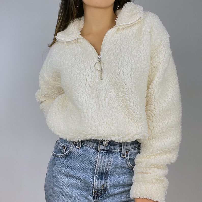 quarter zip teddy sweatshirt