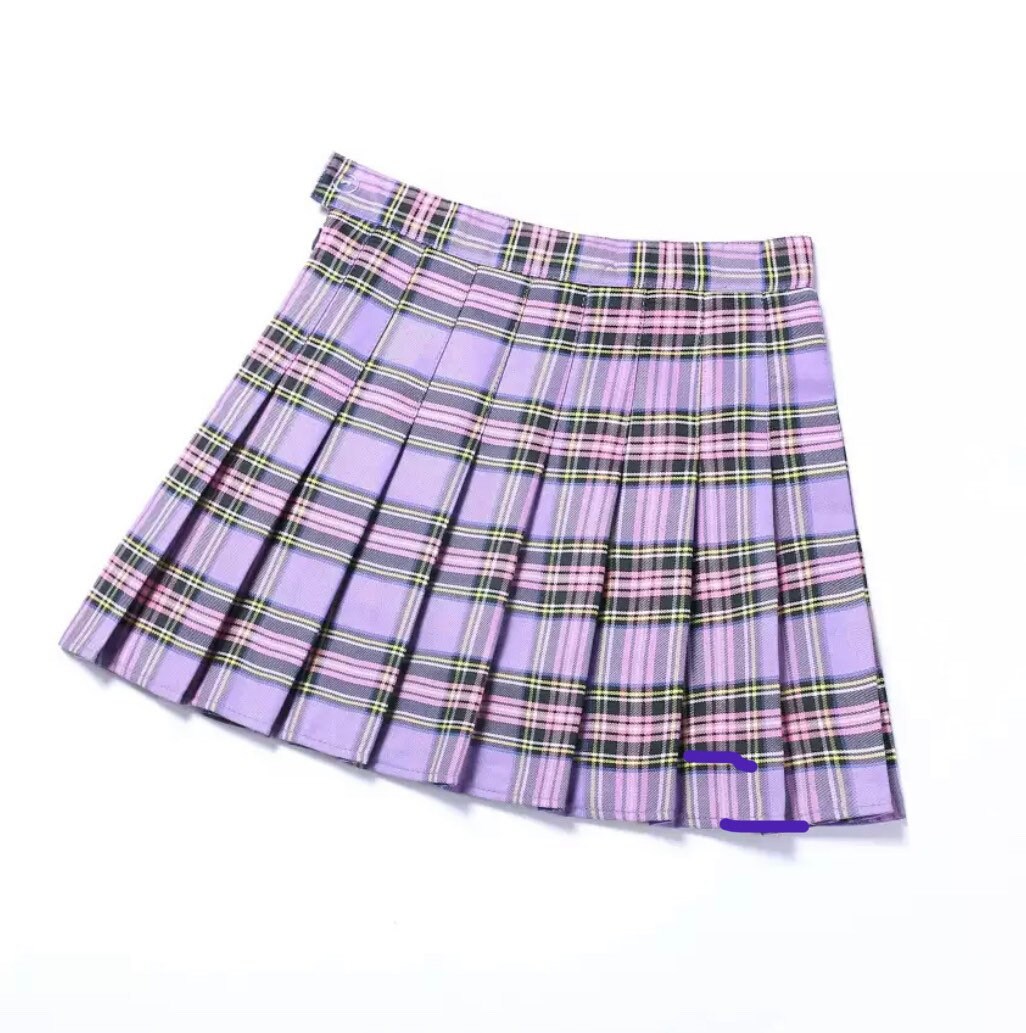 Purple Plaid Tennis Pleated School Mini Skirt - Etsy