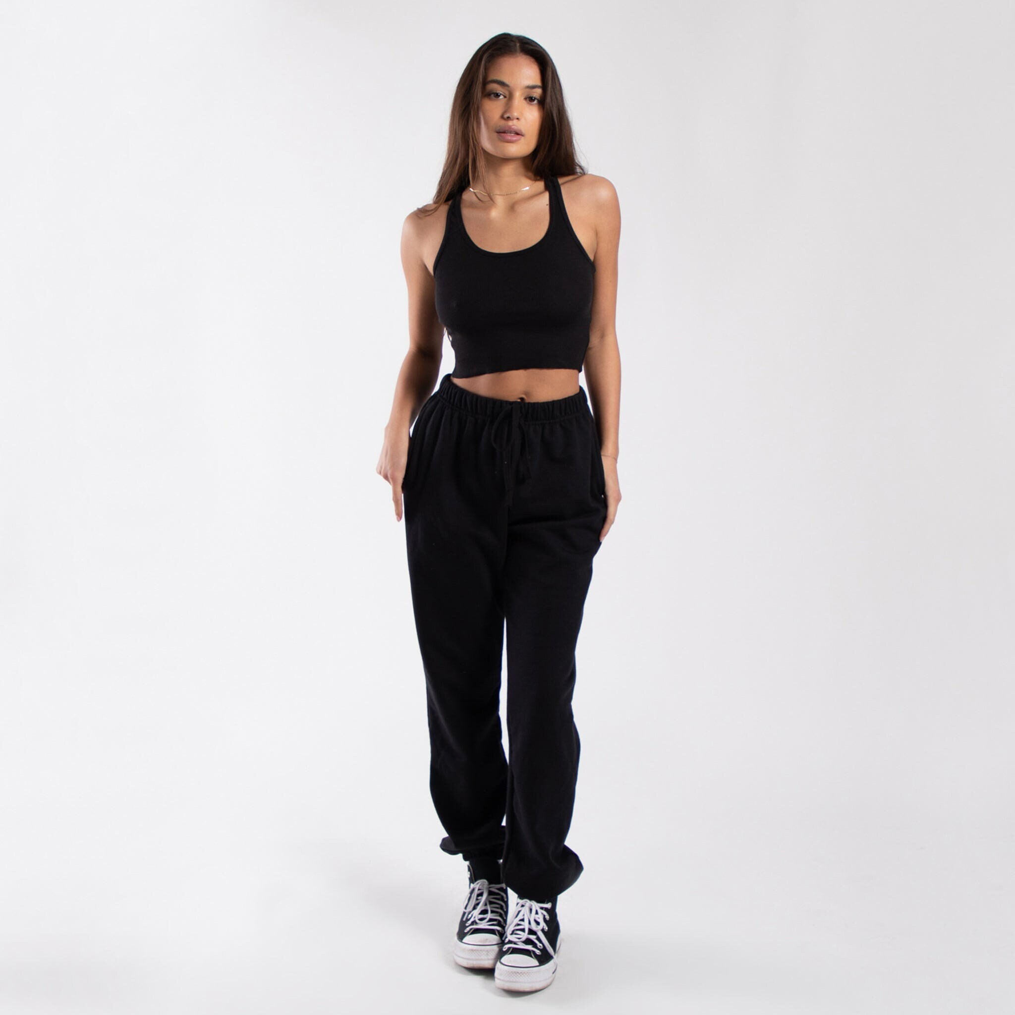 womens black wife beater