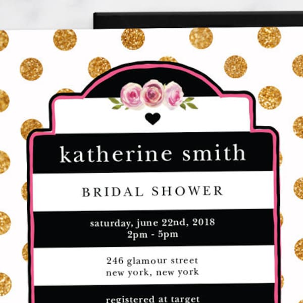 Kate Bridal Shower Pack - Kate thème nuptiale de douche tout-en-un - invitation, jeux, signe, tableau de chiffres, filtre Snapchat - imprimer à la maison