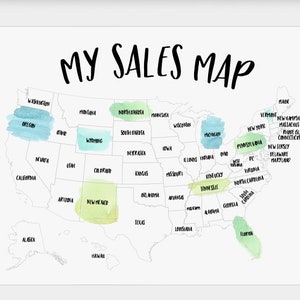 Etsy Sales Map - Etsy Sales Tracker - Network Marketing Sales Map - Online Sales Map - Printable 8,5x11 Instant Download PDF - USA Sales Map