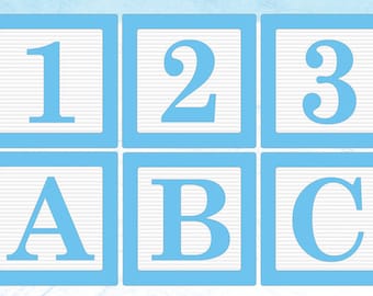 Blue Alphabet Blocks Clip Art - Alphabet Blocks Font - Alphabet Blocks Clipart PNG - Blue Boy Baby Blocks Graphic -Instant Download High Res