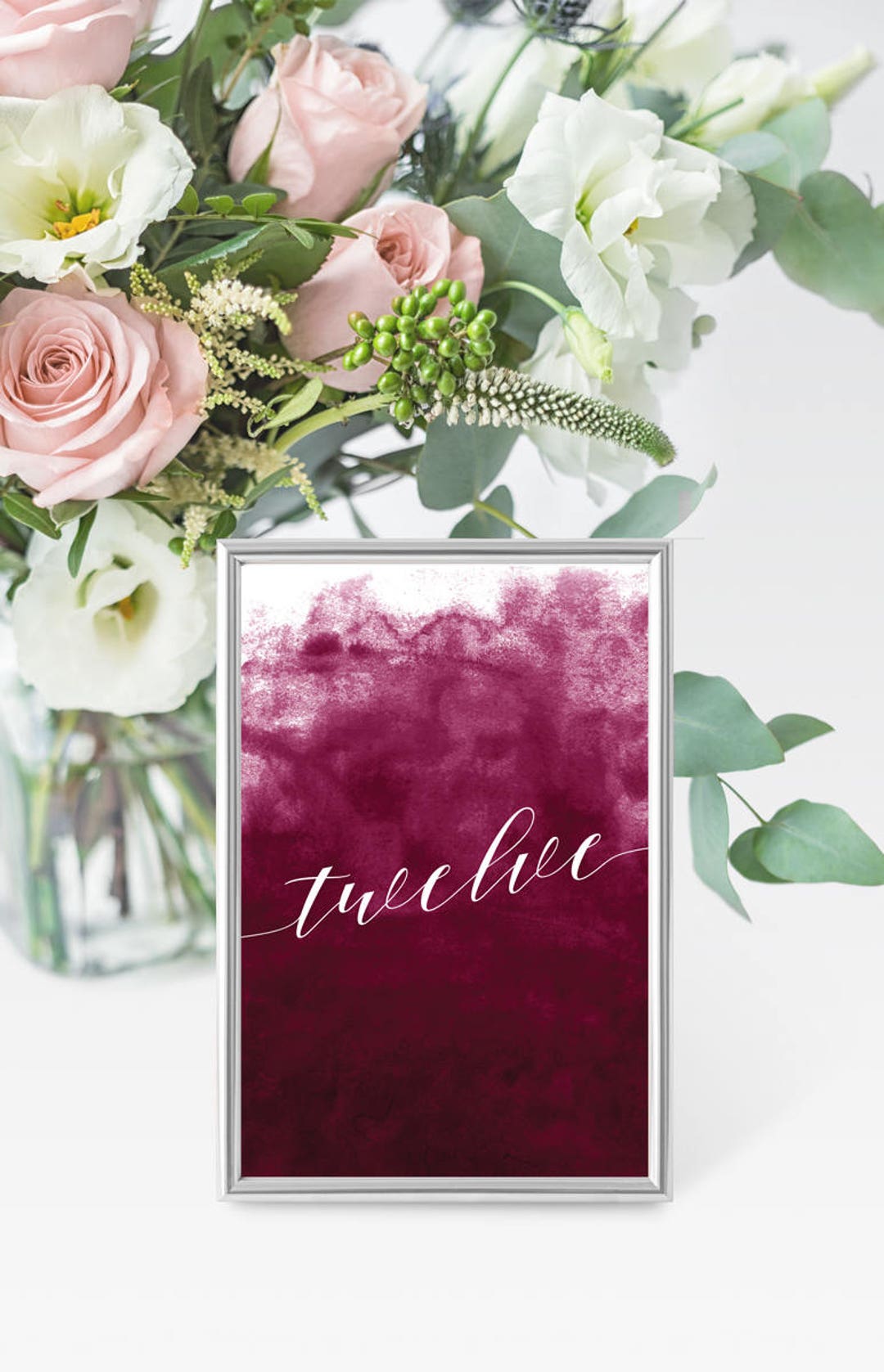 Wine 4x6 Table Numbers Printable Wedding Table Decor Burgundy Maroon ...