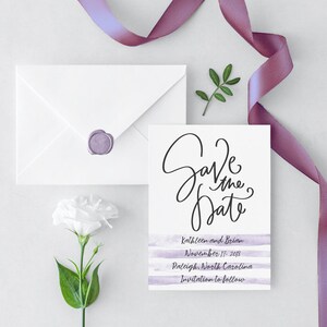 Custom Save The Date PDF Modern Save The Date Cards Watercolor Simple Save the Date Mint, Coral, Purple Download Print at Home 5x7 image 6