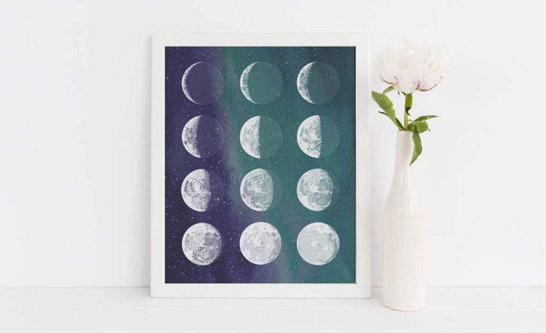 Lunar Phase Artwork - Print at Home Instant Download 8x10 - Moon Phases ...