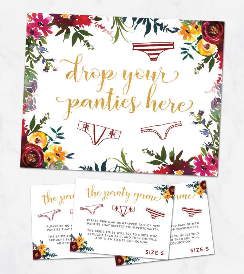 Panty Game Printable Drop Your Panties Sign Bridal Shower | Etsy