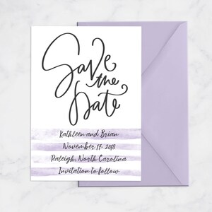 Custom Save The Date PDF Modern Save The Date Cards Watercolor Simple Save the Date Mint, Coral, Purple Download Print at Home 5x7 image 3