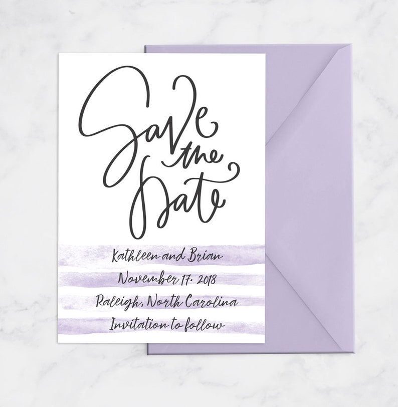 Custom Save The Date PDF Modern Save The Date Cards Watercolor Simple Save the Date Mint, Coral, Purple Download Print at Home 5x7 image 3