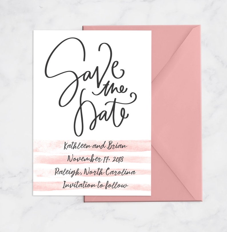 Custom Save The Date PDF Modern Save The Date Cards Watercolor Simple Save the Date Mint, Coral, Purple Download Print at Home 5x7 image 2