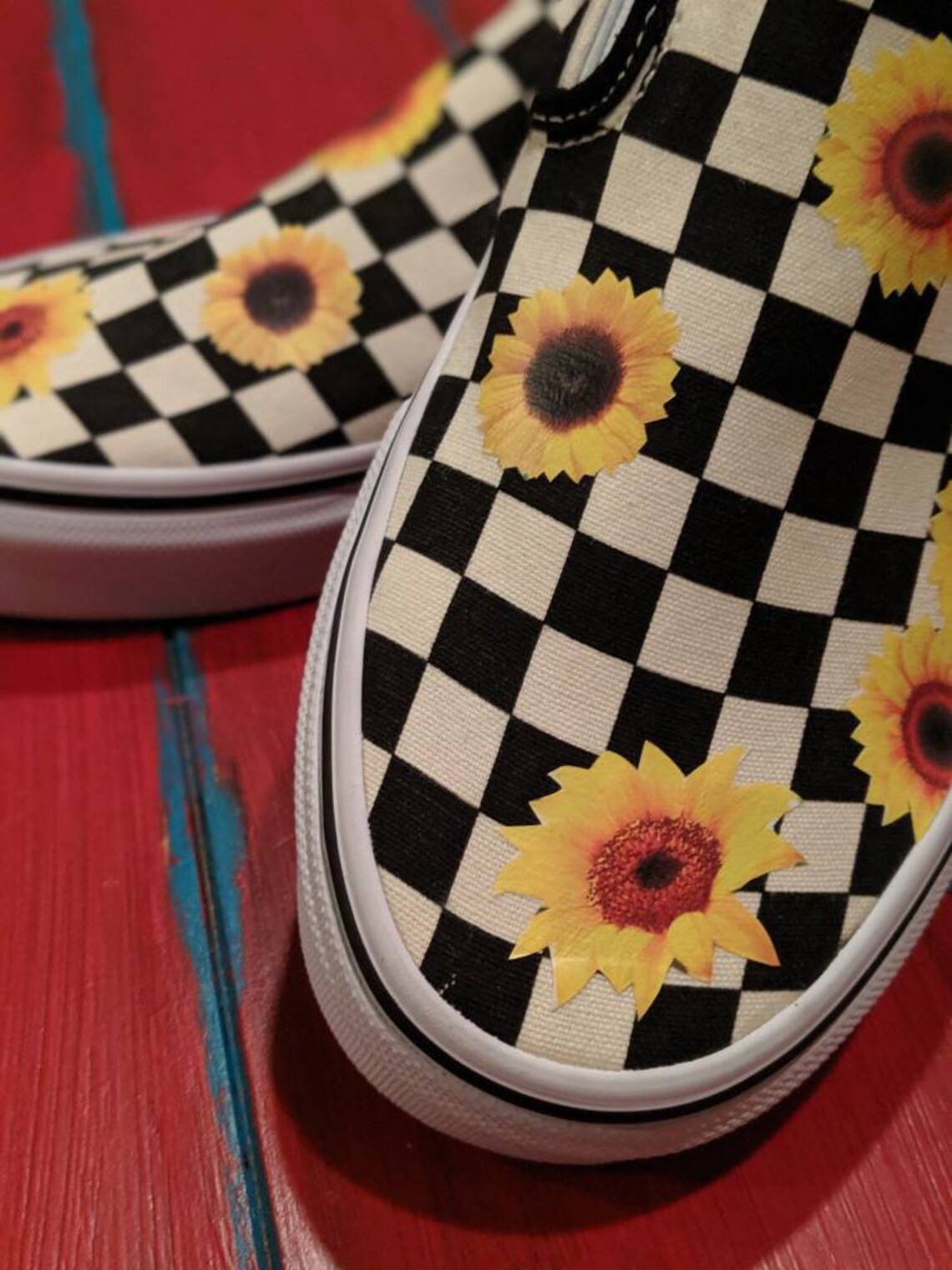Sunflower VANS brand shoes checkered custom you pick size Etsy