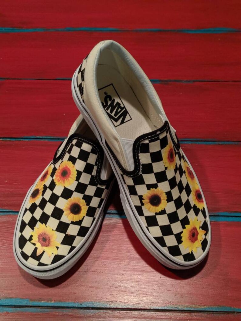 Sunflower VANS Brand Shoes Checkered Custom You Pick Size | Etsy