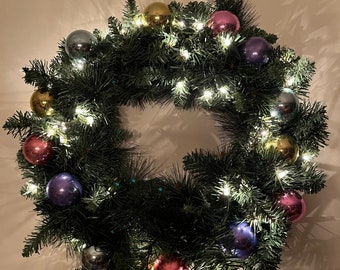 Made to Order Christmas Lighted Christmas Ball Wreath-You Choose