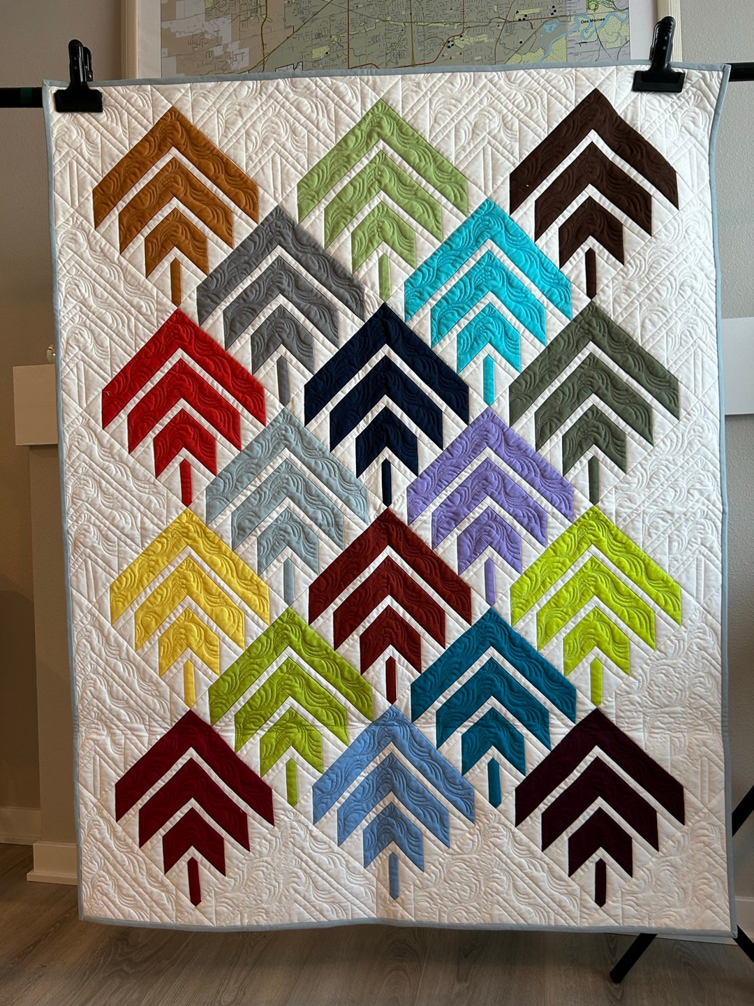 New Handmade Modern Wall Quilt Solid Multi Color Etsy