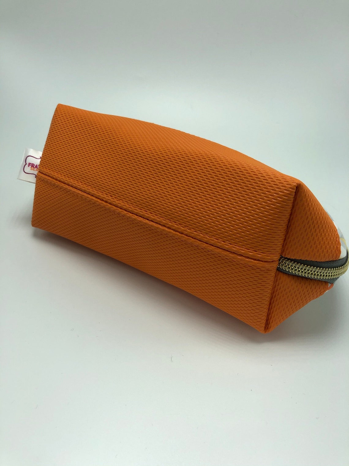 Large Clamshell Zipper Pouch in Orange Yellow and Gray | Etsy