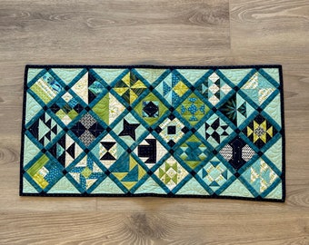 Table Runner Quilt - Aquas and Greens