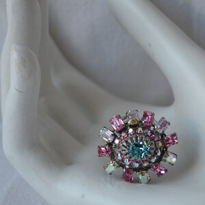 Coctail Ring Vintage Ring 1950 Swarovski crystals unique piece