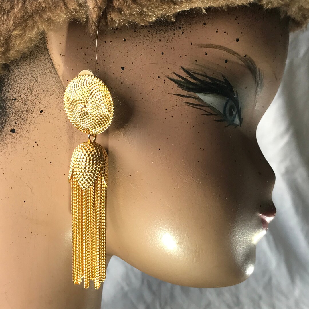 Grapevine Clips Earrings Signed Emmanuelle KHANH Golden Grapevine Clips Vintage 80's ...