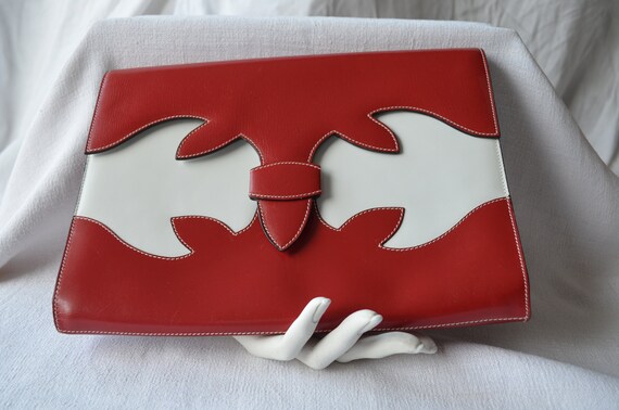 Bag Clutch CHRISTIAN LACROIX PARIS Couture Red and White Leather