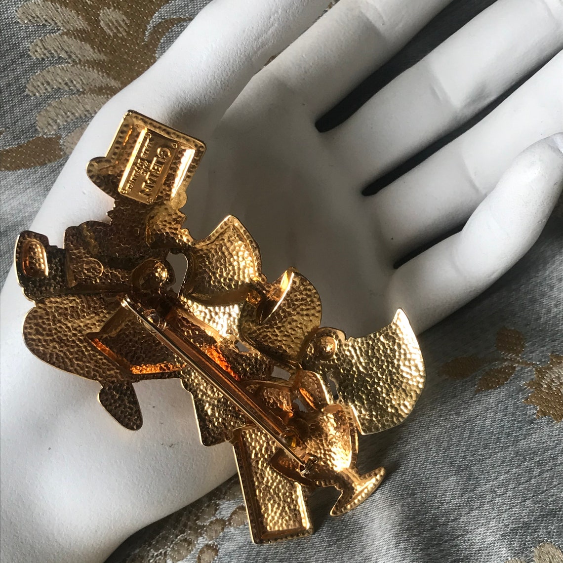 Broche Guerlain Signed Golden Perfume Big Vintage French Etsy