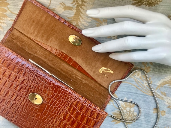 Handbag Clutch Pierre Cardin Vintage 1970 Imitation Crocodile