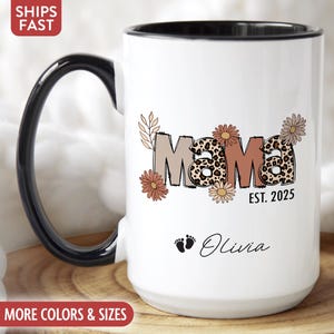 New Mom Mug, Personalized Mama Mug, Custom New Mom Gifts for New Mother Coffee Cup, 1st First Mothers Day Gifts for First Time Moms D-80F