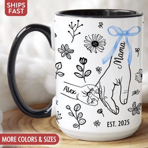 New Mom Mug, Personalized Mama Mug, Custom New Mom Gifts for New Mother Coffee Cup, 1st First Mothers Day Gifts for First Time Moms I-49L