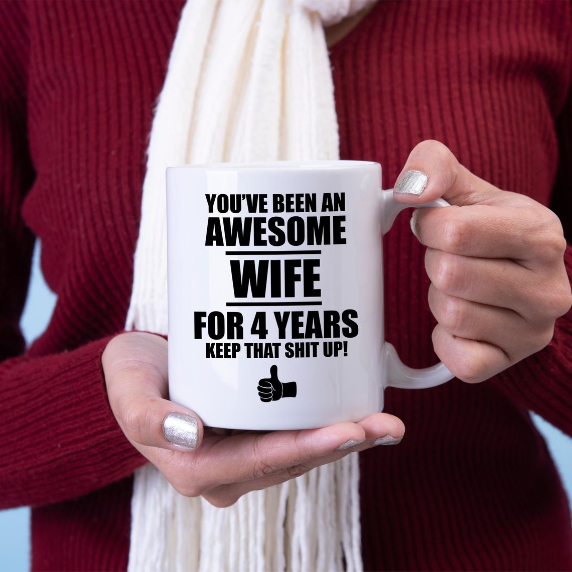 4. Jahrestag Geschenk für Frau Tasse Kaffeetasse 4 Jahre