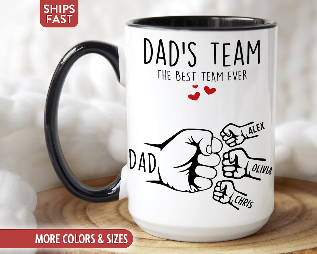 Personalized Dad Mug Coffee Cup, Custom Dad's Team Gift With