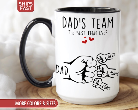 Personalized Dad Mug Coffee Cup, Custom Dad's Team Gift With Kids Names,  Daddy Birthday Fathers Day Gift for Dad Present From Children Z-87M - Etsy