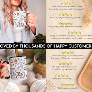May include: White ceramic mug with a black interior and handle, featuring a colorful design of tools and the word "Grandpa." The mug also includes customer reviews and the text "LOVED BY THOUSANDS OF HAPPY CUSTOMERS!"