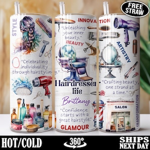 Personalized Hairdresser Tumbler, Custom Hairdresser Cup, Hairdresser Gift for Hair Dresser Stylist Beauty Salon Cosmetology Christmas W-23S