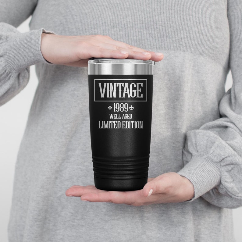 32nd Birthday Tumbler Travel Mug Coffee Cup 32 Thirty Two Second 1989 Funny Gift For Women Men Her Him Husband Wife Sister Present F-25F