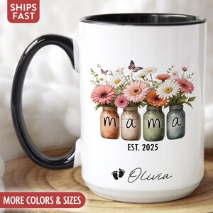 New Mom Mug, Personalized Mama Mug, Custom New Mom Gifts for New Mother Coffee Cup, 1st First Mothers Day Gifts for First Time Moms D-29J