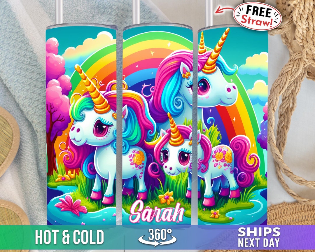 Personalized Unicorn Tumbler Cup, Custom Name Rainbow Unicorn Cup ...