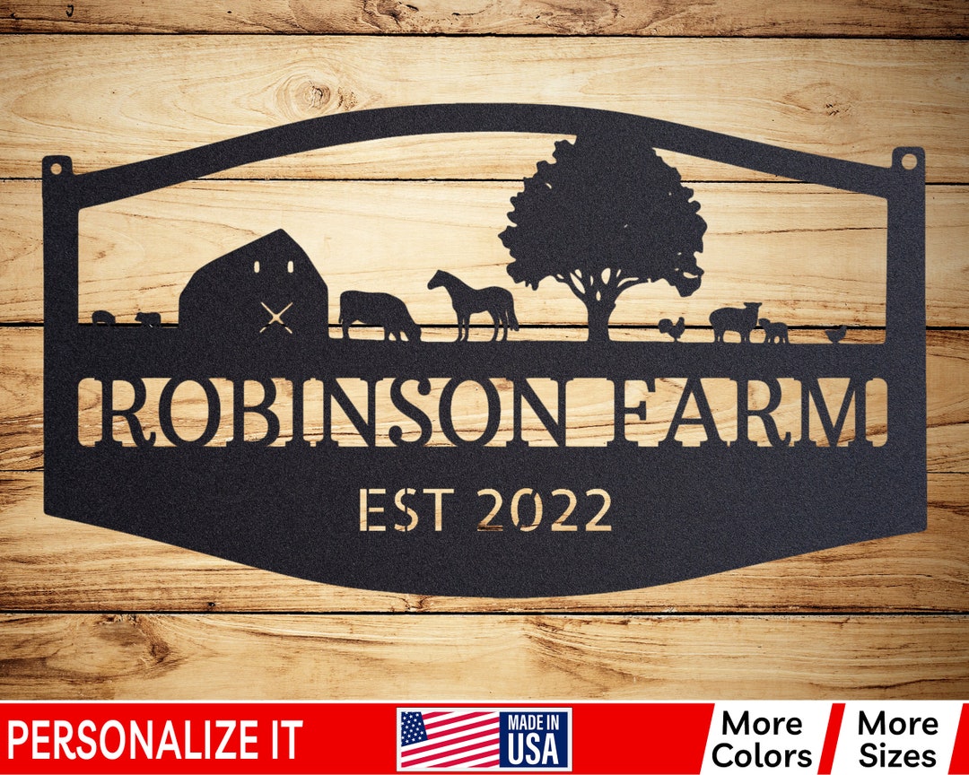 Custom Farmhouse Sign, Personalized Metal Sign Customized Outdoor, Farm ...